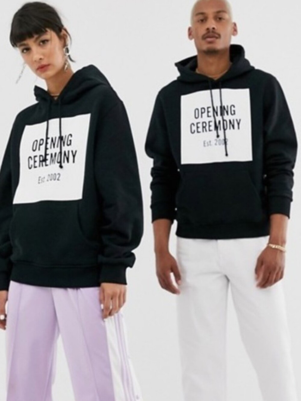 Opening Ceremony Black Hoodie with White Logo Panel Unisex